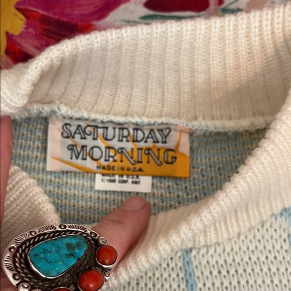 Vintage NOS Blue and White Plaid Sweater - Picture 7 of 8